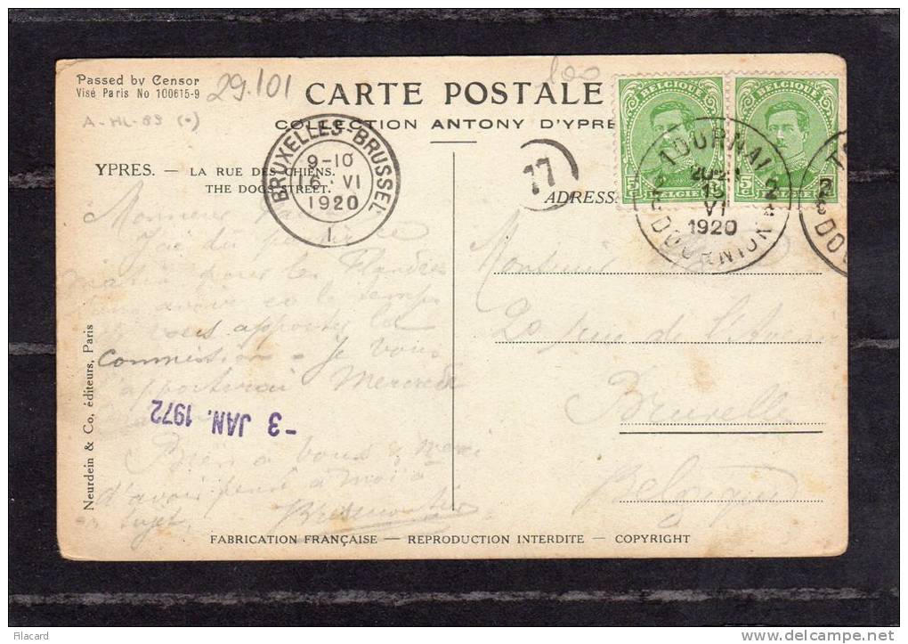 29101      Belgio,  Ypres,  La  Rue  Des  Chiens,  VG  1920 - Ieper