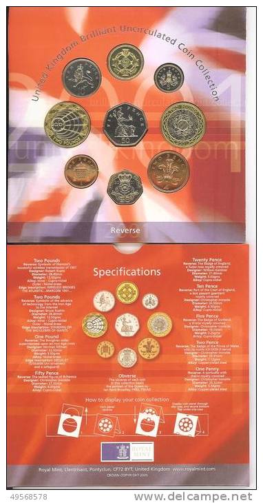 Gran Bretagna - Serie Completa 9 Monete FDC 2001 - - Mint Sets & Proof Sets