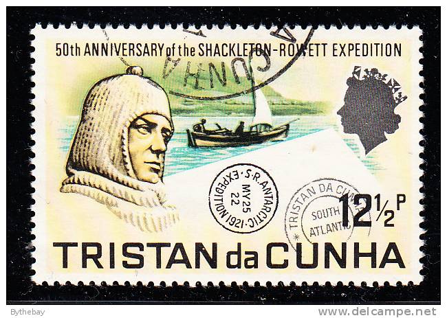 Tristan Da Cunha Used Scott #156 12 1/2p Skackleton, Boat - 50th Anniversary Of Shackleton-Rowett Expedition - Tristan Da Cunha