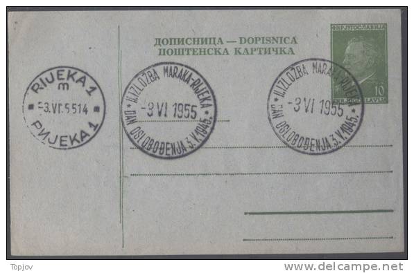 YUGOSLAVIA  - JUGOSLAVIJA  - ESSAY  POSTCARD  TITO  10 Din  On  Greenish THIN PAPER - 1955 - RARE - Postal Stationery