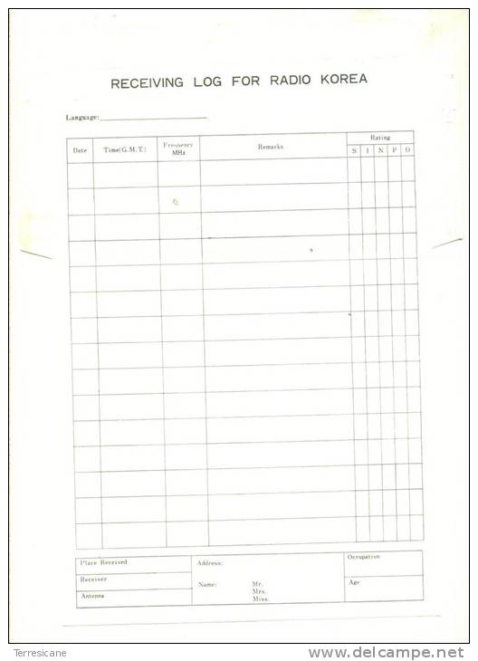 Radio Korea Korean Broadcasting System Seoul Korea Receiving Lor For Radio Korea - Other & Unclassified