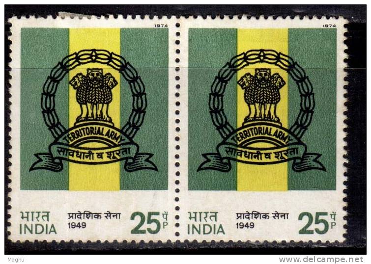 India MH Pair 1974, Indian Territorial Army, Militaria., Emblem - Ungebraucht