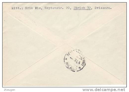 SWITZERLAND 1954 MICHEL NO 593-6 ON R-COVER SENT TO ITALY - 1954 – Switzerland