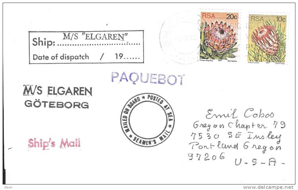 8333 MS ELGAREN à ALGESIRAS - Timbres AFRIQUE Du SUD - ESPAGNE - Maritime Post