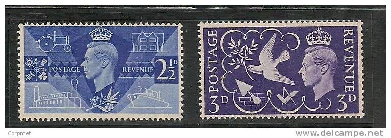 UK - GEORGE VI - 1946 -  VICTORY - SG # 491/2  - MINT NH - Unused Stamps