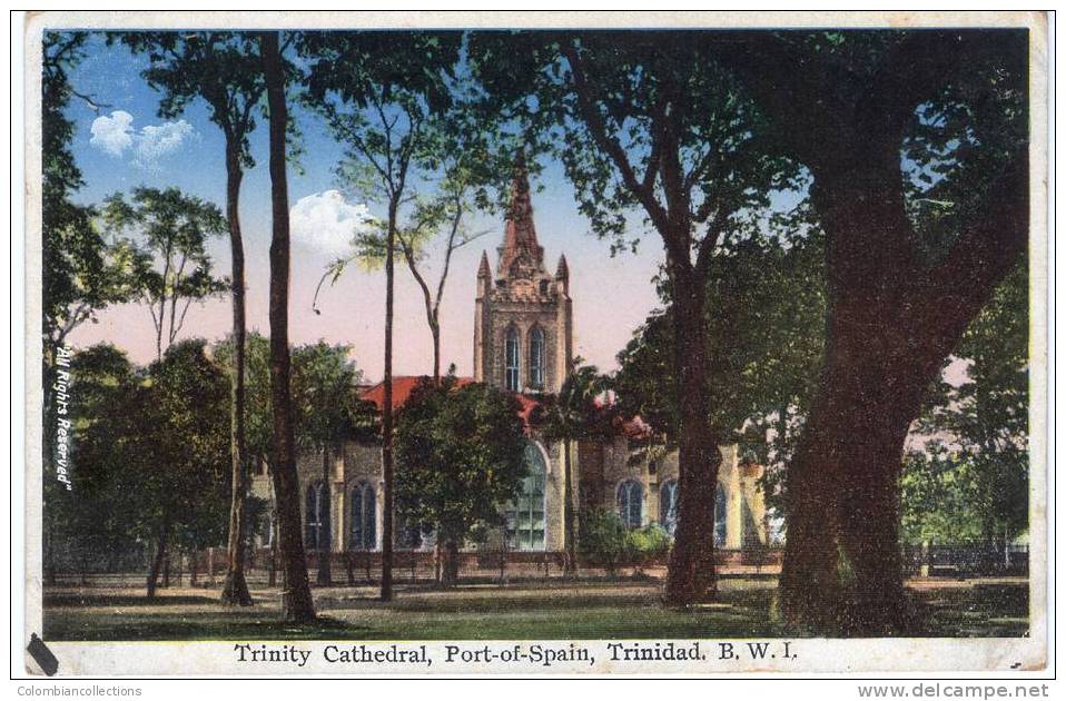 Lote PEP113, Trinidad, Postal, Postcard, Trinity Cathedral, Port Of Spain. (The Postcard Is Not In Perfect Condition) - Trinidad