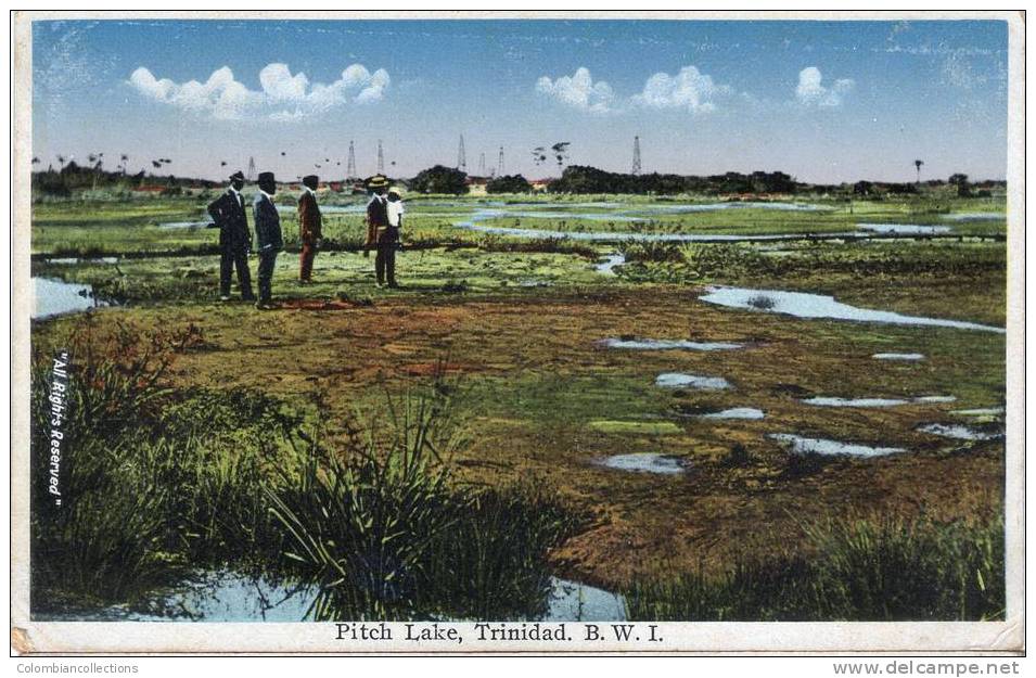 Lote PEP115, Trinidad, Postal, Postcard, Pitch Lake. (The Postcard Is Not In Perfect Condition) - Trinidad