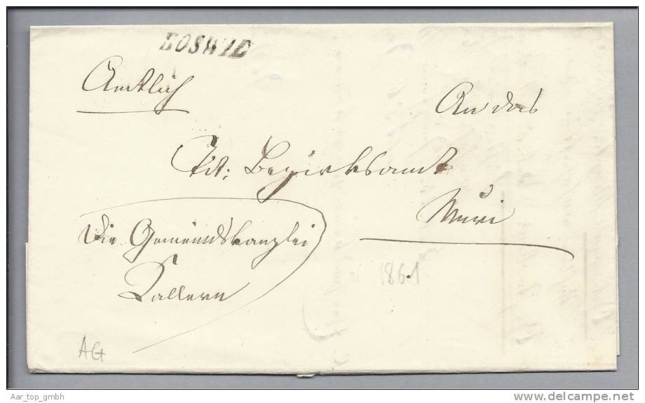 CH Heimat AG Boswil 1861-04-05 Langstempel Auf BoM (Brief Ohne Marke) Nach Muri - ...-1845 Prefilatelia