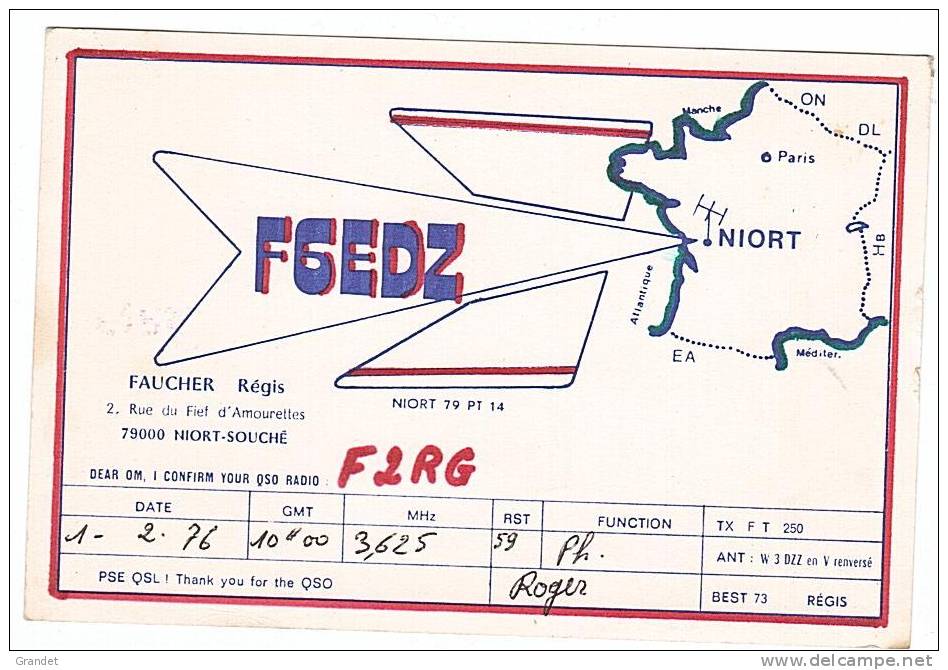 CARTE RADIO QSL - NIORT - 1976. - Radio Amateur