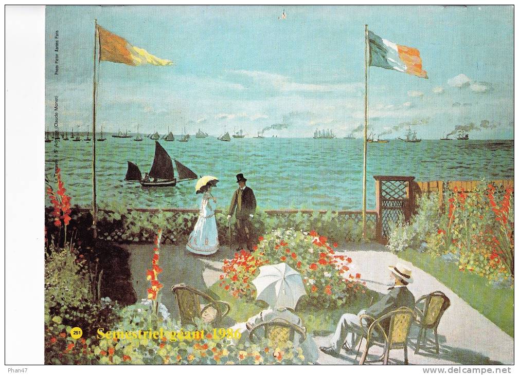 Almanach Des PTT 1986  "La Terrasse à St Adresse (Claude Monet)" / Cueillette Des Pommes (Morgan)"  MUCHA, OLLER - Formato Grande : 1981-90