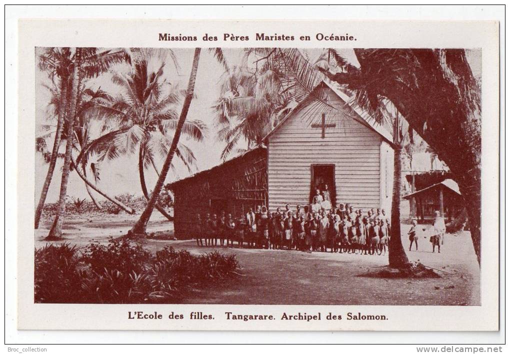 Missions des Pères Maristes en Océanie, archipel des Salomons, pochette de 12 cartes postales, 14 scans