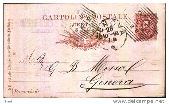 LIVORNO / GENOVA - Anno 1891 - Interi Postali