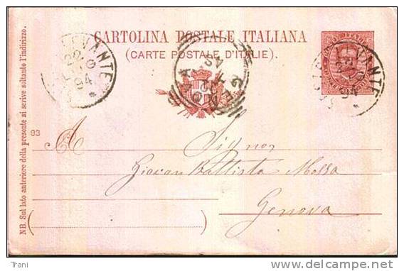 SESTRI LEVANTE / GENOVA . Anno 1894 - Stamped Stationery