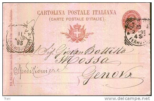 NAPOLI / GENOVA - Anno 1896 - Stamped Stationery