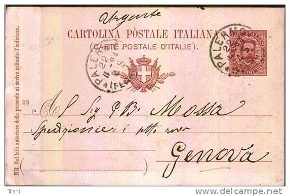 PALERMO ACQUASANTA / GENOVA - Anno 1894 - Entiers Postaux