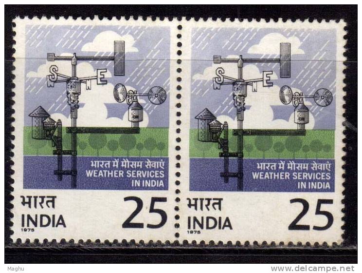 India MH Pair 1975, Indian Meteorological Department, Clmate, Nature - Ungebraucht