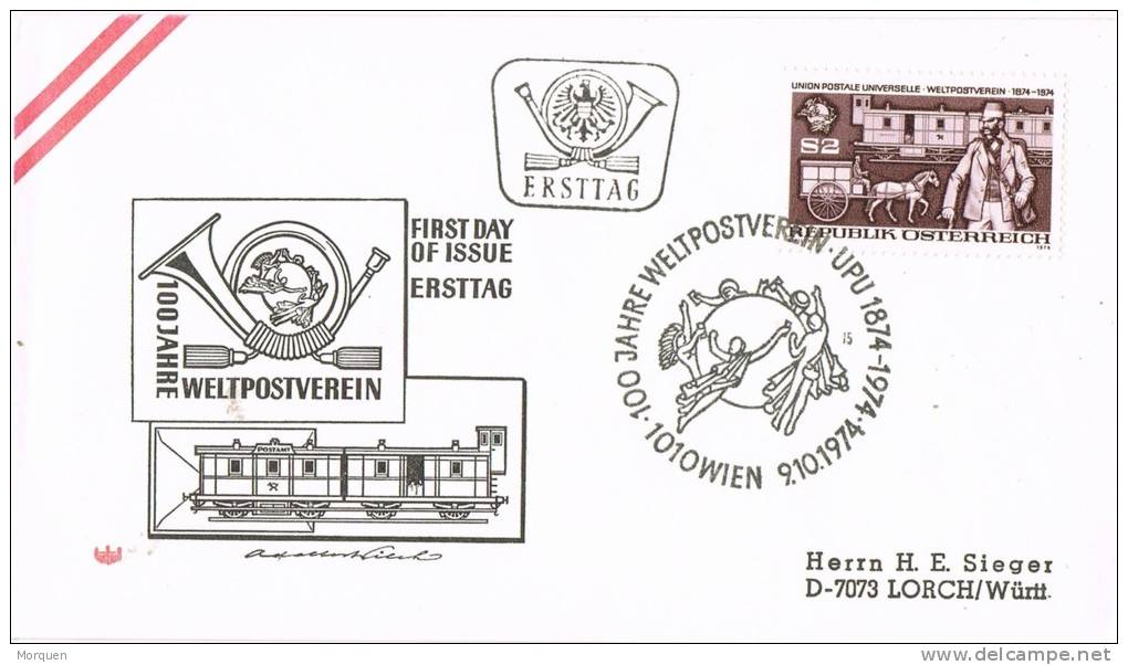 Carta WIEN (Austria) 1974.  100 Jahre Weltpostverein. UPU - Lettres & Documents