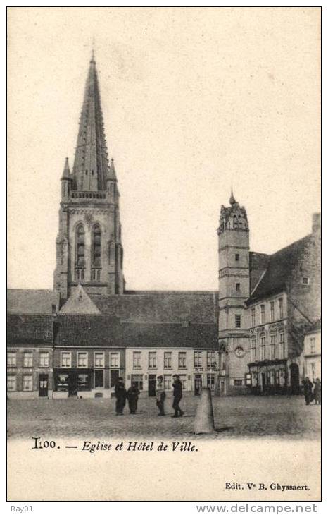 BELGIQUE - FLANDRE OCCIDENTALE - LOO - LO-RENINGE - Eglise Et Hôtel De Ville. - Lo-Reninge