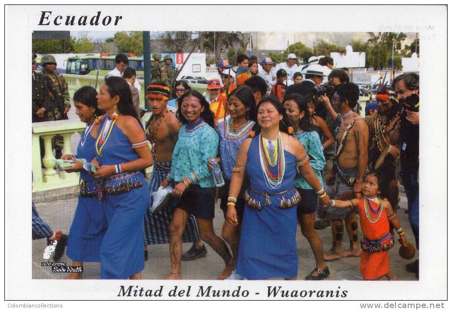 Lote PEP151, Ecuador, Postal, Postcard, Wuaoranis, La Mitad Del Mundo, Indigenous Activities, Actividades Indigenas - Equateur