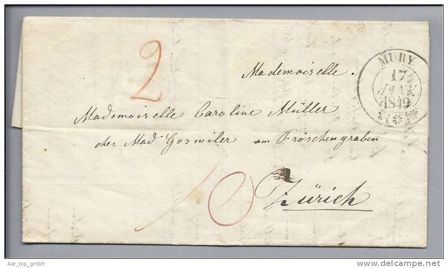 CH Heimat AG Mury 1849-01-17 Brief Nach Zürich - ...-1845 Prefilatelia