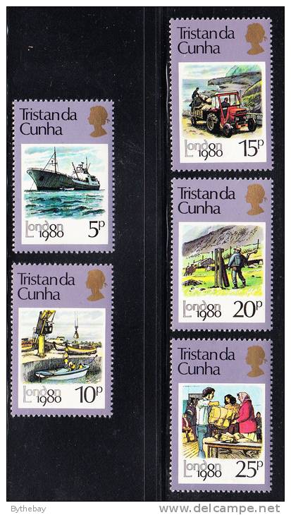 Tristan Da Cunha MNH Scott #272-#276 London 80 Stamp Exhibition - Tristan Da Cunha