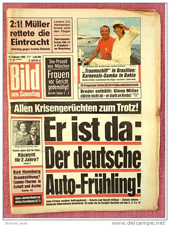 BILD Am Sonntag Zeitung Vom 13. Februar 1983 : Auto-Firmen Melden Auftragsboom - Other & Unclassified