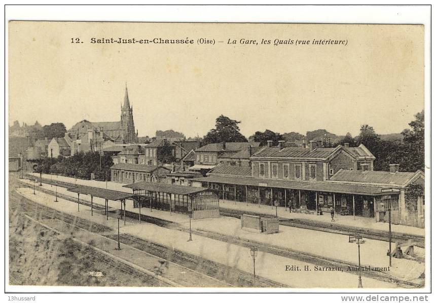Carte Postale Ancienne Saint Just En Chaussée - La Gare, Les Quais - Chemin De Fer - Saint Just En Chaussee