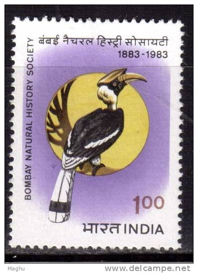 India MH 1983, Cent., Of Bombay Natural History Society, Bird, Great Indian Hornbil., - Nuevos