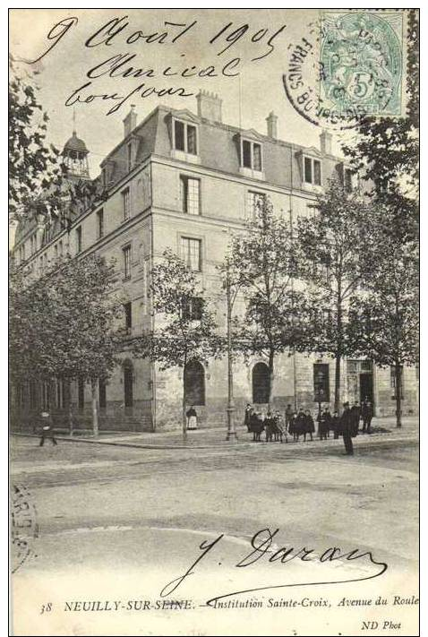 NEUILLY SUR SEINE  Institution Sainte Croix Avenue De Roule Animée   Recto Verso - Neuilly Sur Seine