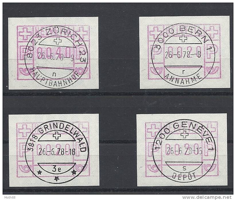 Typ 2 ET Vollstempel KW 200 Zürich, Bern, Grindelwald Und Genf - Automatic Stamps