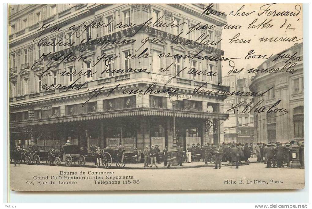 PARIS  - Bourse Du Commerce, Grand Café Restaurant Des Négociants,42 Rue Du Louvre. - Arrondissement: 01