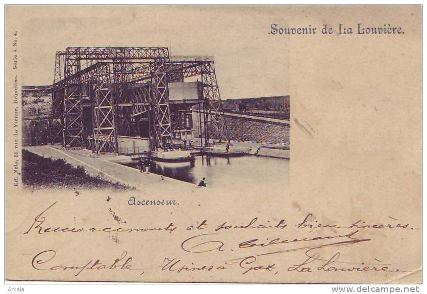 LA LOUVIERE = Souvenir = Ascenteur (Nels S.4  N° 4) 1900 (1 Pli Coin Inf. Droit) - La Louvière