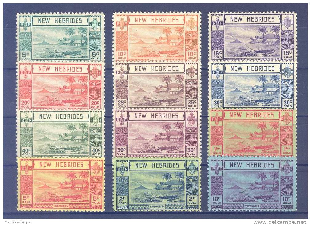 (S1220) NEW HEBRIDES (BRITISH), 1938 (Beach Scene). Complete Set. Mi ## 97-108. MLH* - Neufs