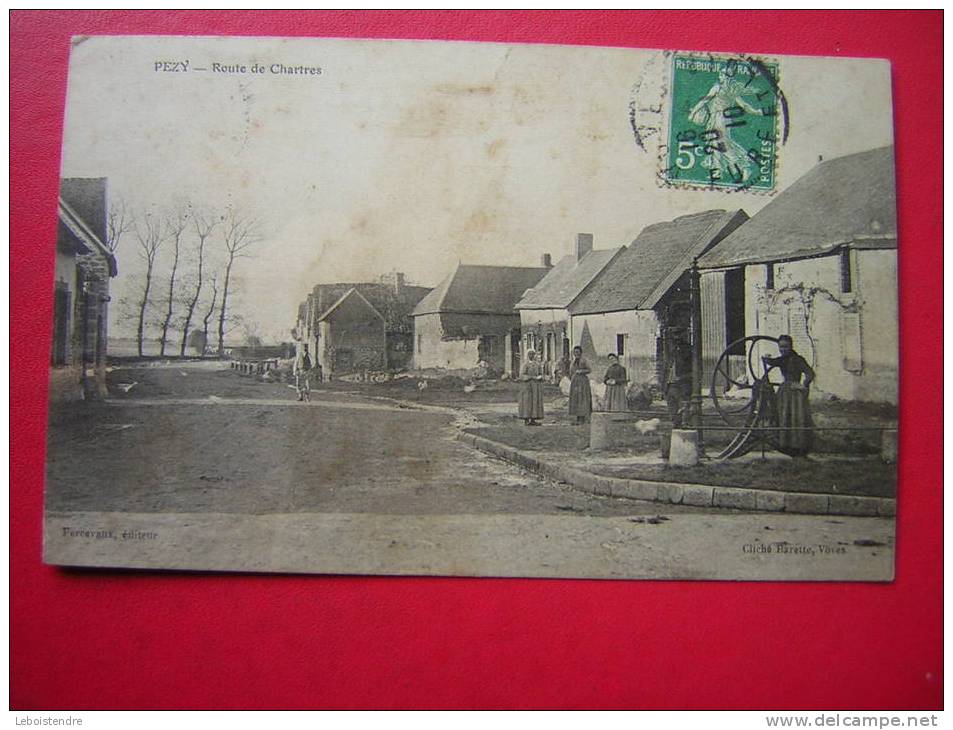 CPA-28-PEZY-ROUTE DE CHARTRES -ANIMEE-Editeur :PERCEVAUX -CLICHE BARETTE VOVES -VOYAGEE 1910 - Autres & Non Classés