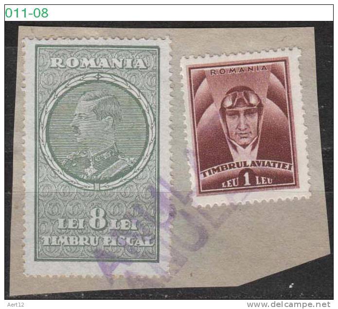 ROMANIA, 1932, 1936, King CAROL II , Revenue Stamp, MINISTRY OF FINANCE, National Aviation Fund, RRSC. 168, 12a - Fiscales