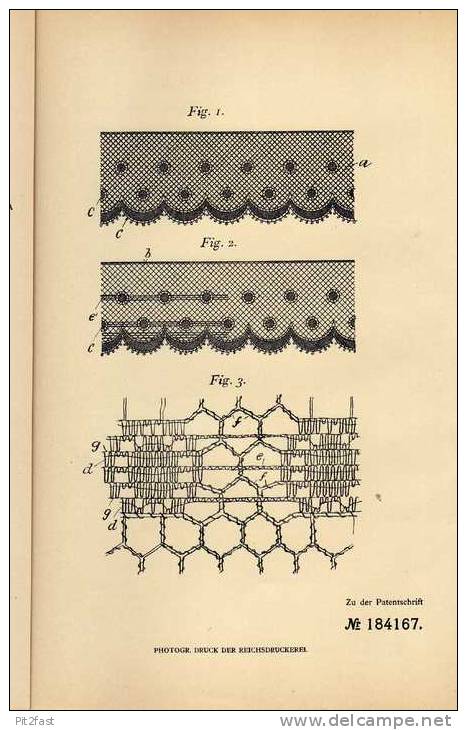 Original Patentschrift - Spitze Mit Deckmuster , 1906 , F. Creassey In Nottingham , England , Spitzen !!! - Spitzen Und Stoffe