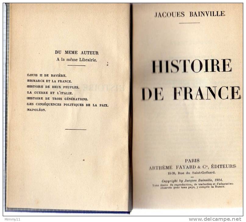 HISTOIRE DE FRANCE - Jacques Bainville - Pag.572 - 1901-1940