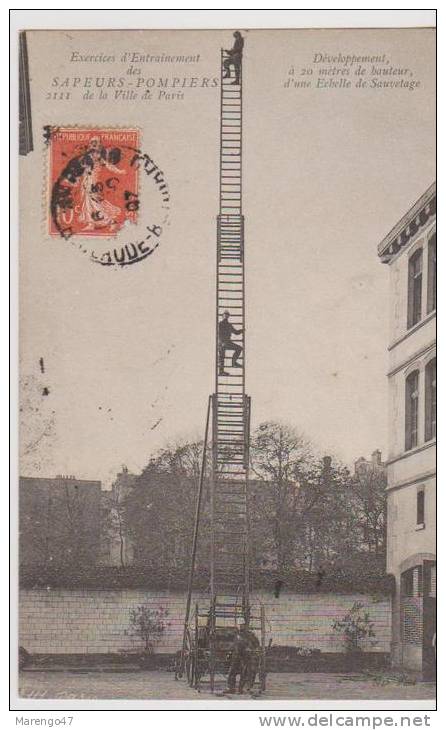 CPA:Paris:Exercice Entraînement Pompiers.Echelle 20m - Artisanry In Paris