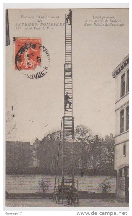 CPA:Paris:Exercice Entraînement Pompiers.Echelle 20m - Artesanos De Páris