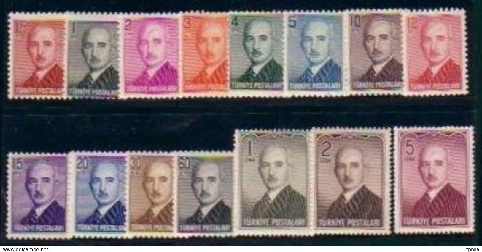 1948 TURKEY LONDON PRINTING INONU POSTAGE STAMPS MNH ** - Unused Stamps