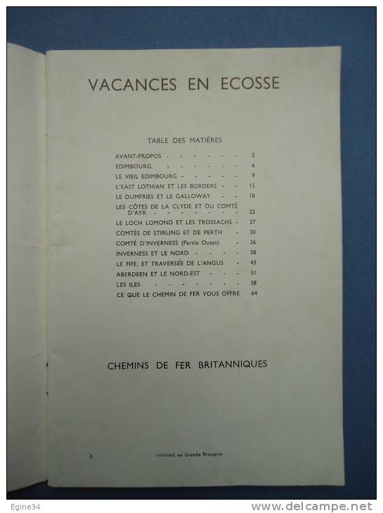 GREAT BRITAIN  - SCOTLAND -  ECOSSE  - Chemins De Fer Britanniques - 1937 - - Chemin De Fer & Tramway