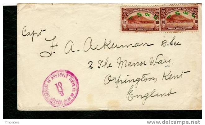 Cover From ROATAN , BAY ISLANDS 1932 To England ( Amapala Stamps, Overprints T.S.de C. ) - Honduras