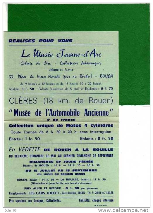 76 - ROUEN - PROGRAMMES Année 1964 A Rouen  Ville Musée Visites Commentées Le Jour  Et  L'heure Le Prix - Programas