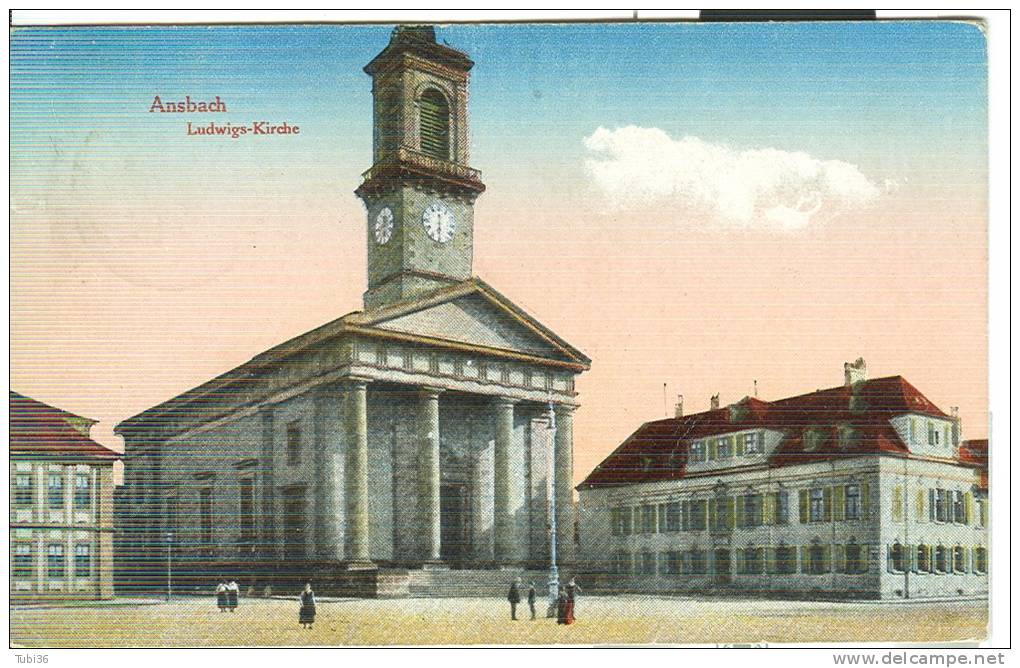 Ansbach, Ludwigs-Kirche , CARD ILLUSTRATED, FARBE, Gebraucht, SMALL Größe 9 X 14, - Ansbach