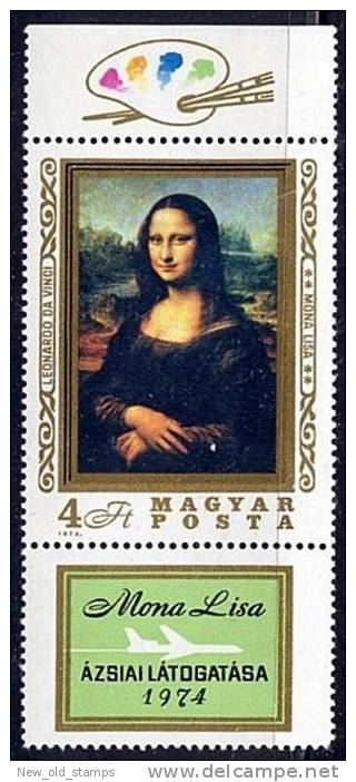 Hungary 1974 Mona Lisa / LOUVRE Sc.#2280 Mnh CV$6.00 Leonardo Da Vinci Painting - Collezioni