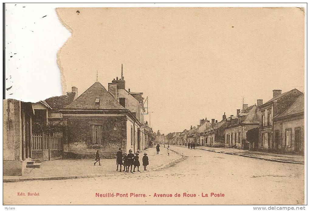 Cpa37 Neuilé Pont Pierre Avenue De Rous La Poste - Neuillé-Pont-Pierre