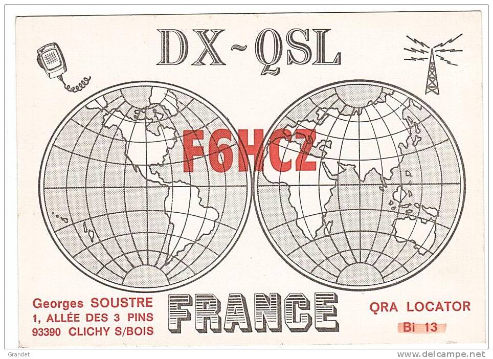 CARTE RADIO QSL - CLICHY SOUS BOIS - 93 - 1985. - Radio Amateur