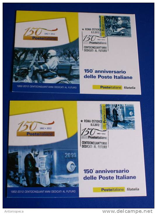 ITALY 2012 - 9 OFFICIAL POSTCARDS 150TH ITALIAN POSTAL SERVICE - Cartes-Maximum (CM)