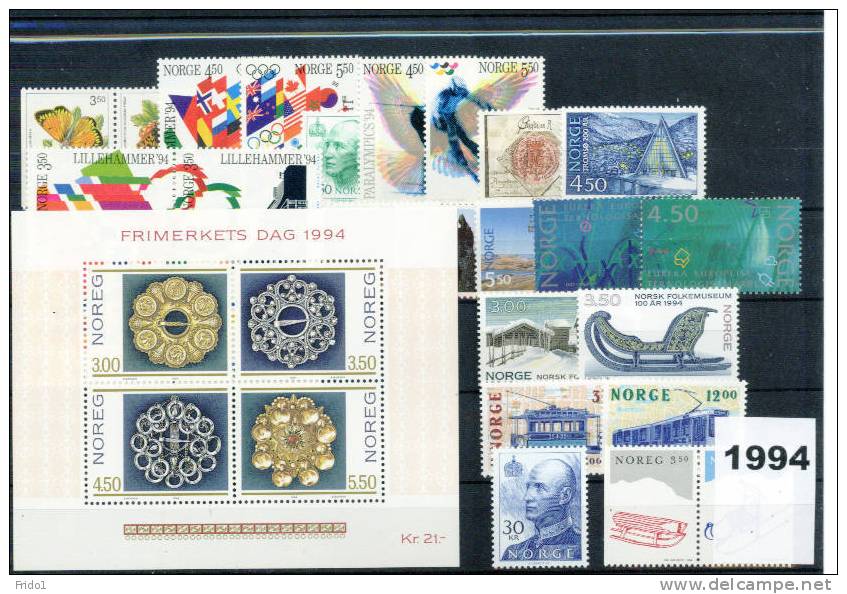 Norwegen / Norway 1994 Kompletten Jahrgang Postfrisch / Complete Year Collection Unmounted Mint - Neufs