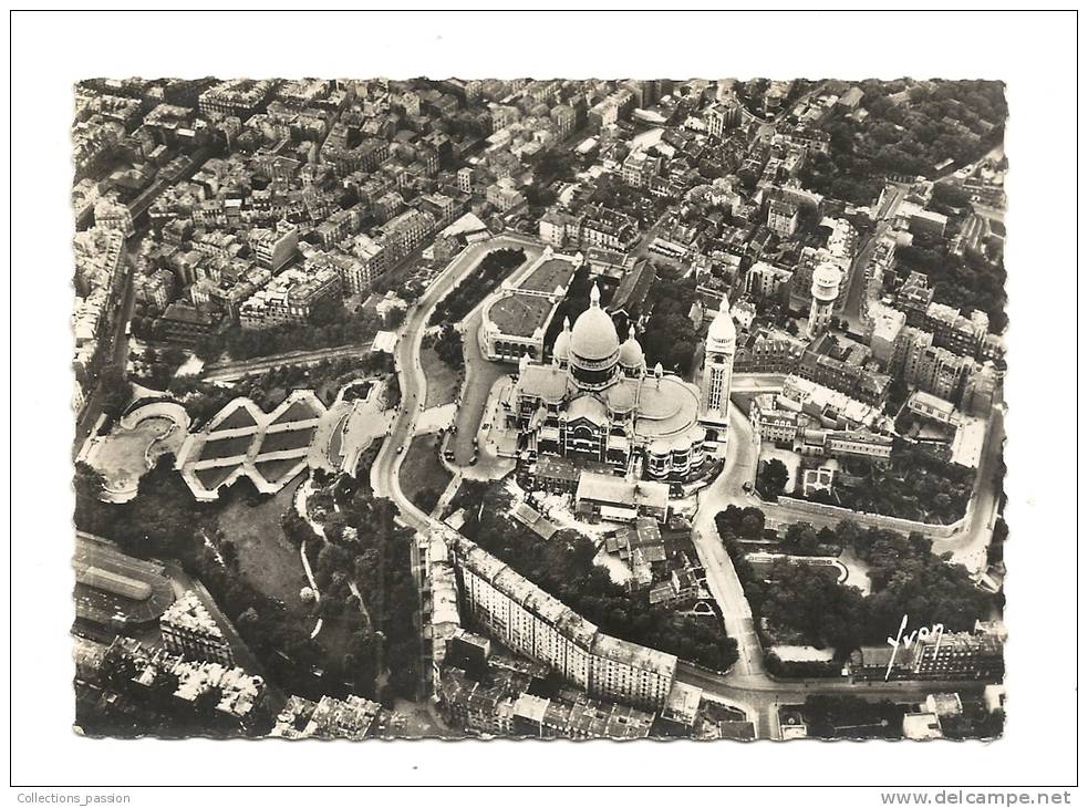 Cp, 75, Paris, En Avion, Basilique Du Sacré-Coeur De Montmartre - Sacré Coeur